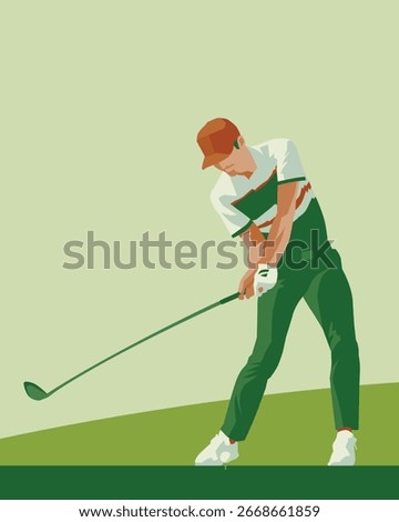 Golfclub competition poster. Template for golf competition or championship event. Blue sky and green golf field.