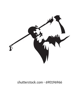 Golfer abstract silhouette, front view. Golf logo