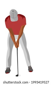 Golfer in action isolated on white Background vector
