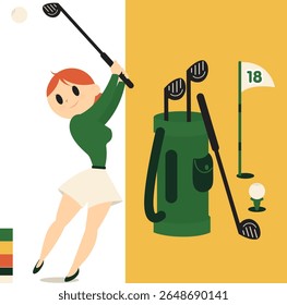 Golfer in Action Swinging a Golf Club