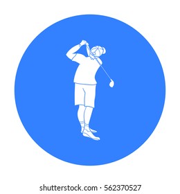 Golfer after kick icon in black style isolated on white background. Golf club symbol stock vector illustration.