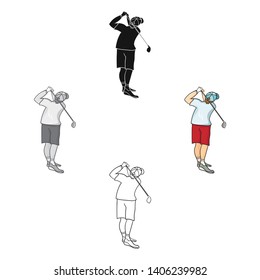Golfer after kick icon in cartoon,black style isolated on white background. Golf club symbol stock vector illustration.