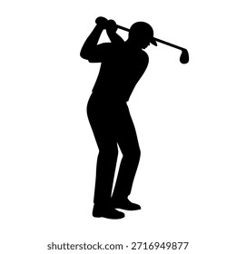 Golfer in backswing motion, silhouette icon design