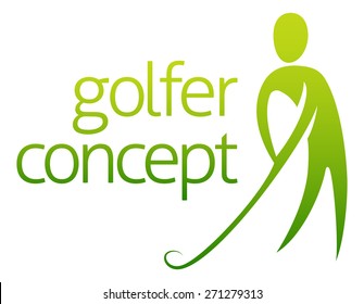 Golfer concept abstract of a golfer about to hit a golf ball