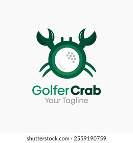 Golfer Crab Logo Design Template. Good for Business, Agency, Community and Organization.