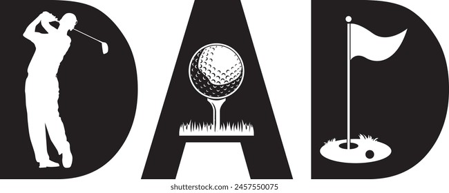 Golfer Dad, Golfball, Golfspieler, Golfteam, Golfclub-Vektorgrafiken