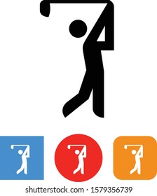 Golfer With Driver On Tee Vector Icon