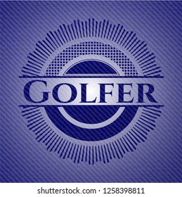 Golfer emblem with jean background