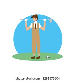 golfer with field and stick golf