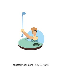 golfer with field and stick golf