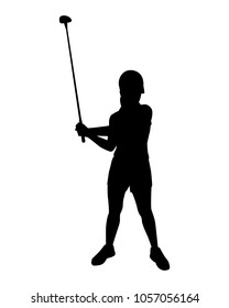 Golfer girl silhouette vector