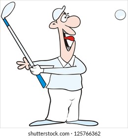 golfer and golf club, funny vector icon