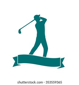 golfer, golf player swinging golf club, man playing golf isolated over white, vector illustration