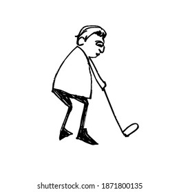Golfer. A hand-drawn character. Vector illustration