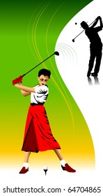 golfer has hit the ball (vector illustration);