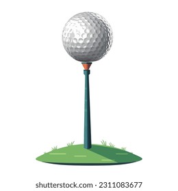 Golfer hitting ball off tee on green icon isolated