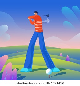 golfista golpeando la pelota en el curso