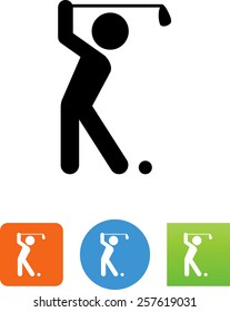 Golfer hitting a golf ball icon