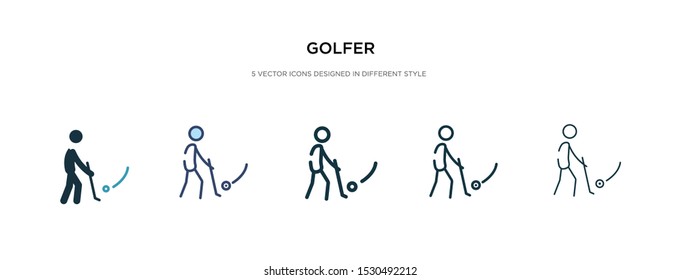 golfer icon in different style vector illustration. two colored and black golfer vector icons designed in filled, outline, line and stroke style can be used for web, mobile, ui