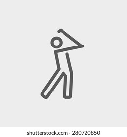 Golfer Icon Thin Line For Web And Mobile, Modern Minimalistic Flat Design. Vector Dark Grey Icon On Light Grey Background.