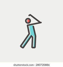 Línea delgada de icono Golfer para web y móvil, moderno diseño minimalista plano. Icono del vector con contorno gris oscuro y color de desplazamiento en fondo gris claro.