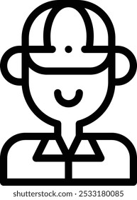 Icono de golfista. Diseño De Estilo Lineal Delgado Aislado Sobre Fondo Blanco