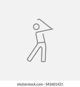 Golfer line icon for web, mobile and infographics. Vector dark grey icon isolated on light grey background.