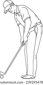 golfer Linie, Vektorgrafik einzeln auf weißem Hintergrund