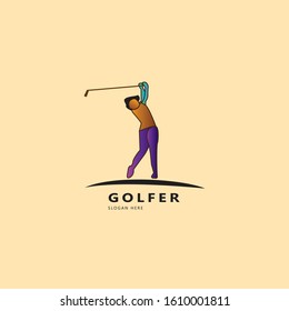 golfer logo illustration, sport logo template design