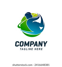 Golfer Logo silhouette design template vector illustration