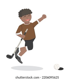 golfer man african happy making score design character on white background