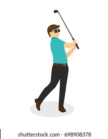 Golfer Man Cartoon Vector Illustration