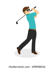 Golfer Man Cartoon Vector Illustration