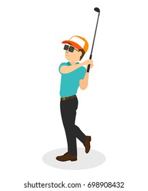 Golfer Man Cartoon Vector Illustration