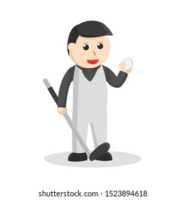 golfer man with golf stick and ball