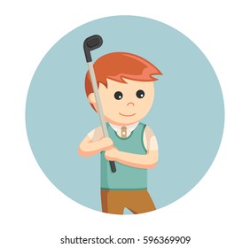 golfer man prepare to hitting ball in circle background