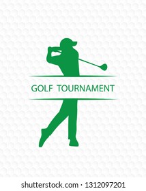 Golfer on golf ball texture tournament invitation flyer template vector graphic design.