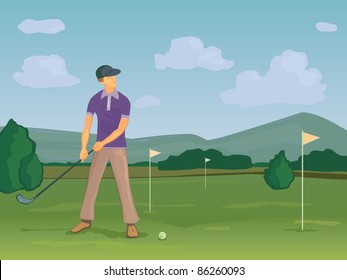 Golfer on the nature.