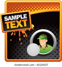 golfer on orange and black halftone banner