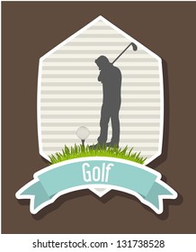 golfer over label background, golf. vector illustration