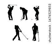 Golfer play - golf player playing silhouette.