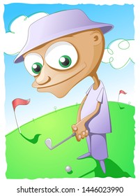 A golfer prepares to swing. Color vector illustration.