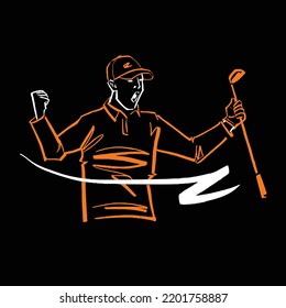 Golfer silhouette in different pose and action