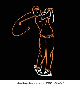 Golfer silhouette in different pose and action
