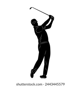 silueta de golfista sobre fondo blanco vector