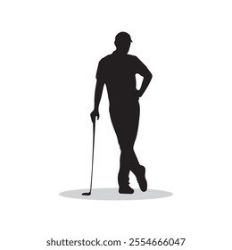 golfer silhouette on white background	