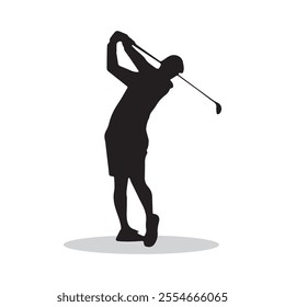 golfer silhouette on white background	