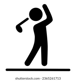 Golfer silhouette solid icon, golf concept, Man swinging golf sign on white background, Golf player icon in glyph style for mobile concept and web design. Vector graphics