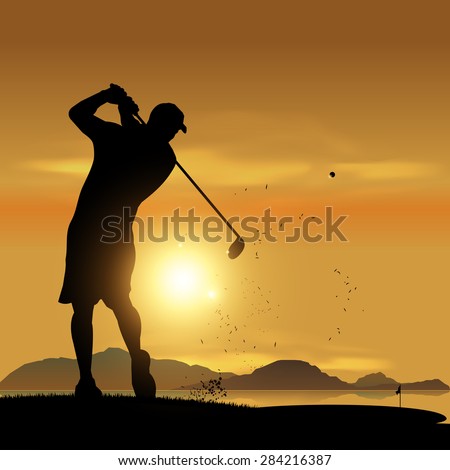 Similar – Image, Stock Photo golfing the sun Joy Sports