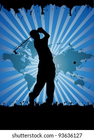 Golfer silhouettes, vector illustration